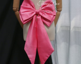Double Bow Pink Satin Bow Blue Taffeta Bow Wedding Dress Bow Detachable Bow for Bridal Dress, Wedding Accessory Custom Color Bow
