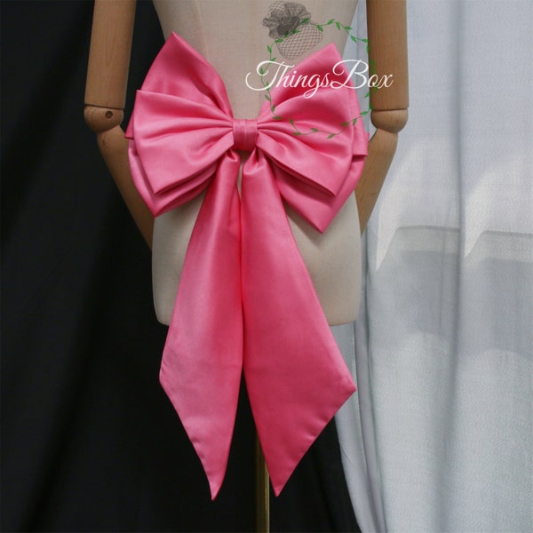 Double Bow Pink Satin Bow Blue Taffeta Bow Wedding Dress Bow Detachable Bow for Bridal Dress, Wedding Accessory Custom Color Bow