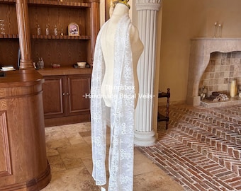 Hochzeit Halstuch Abnehmbares Braut Halstuch, fließender Spitzen Schal Brautschal Elfenbein Schleier Schal
