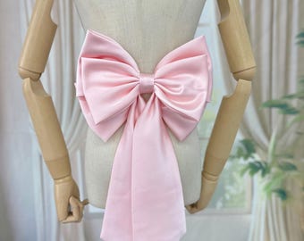 Double Bow Pink Satin Bow Blue Taffeta Bow Wedding Dress Bow Detachable Bow for Bridal Dress, Wedding Accessory Custom Color Bow