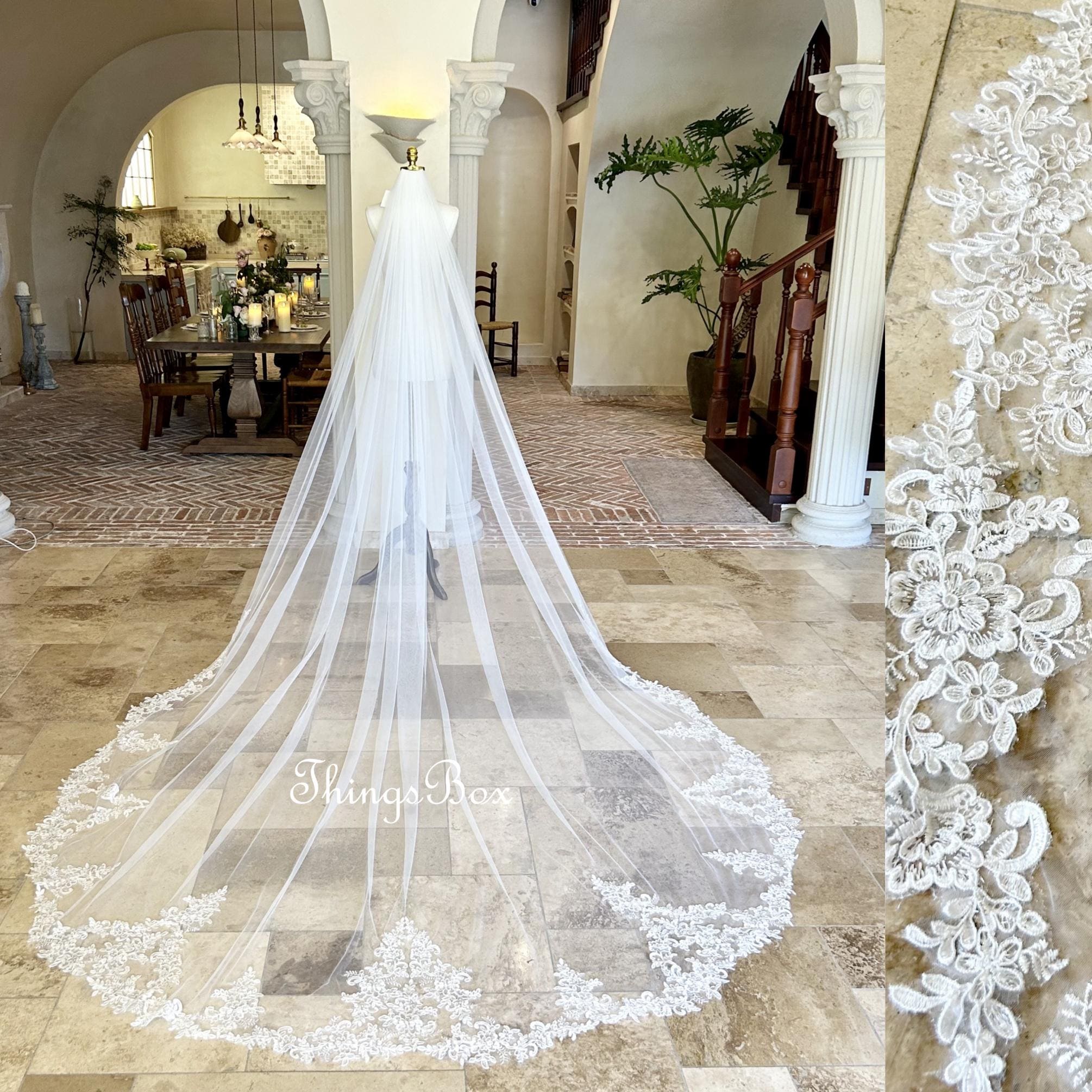 Paisley Pattern Lace Veil Bridal Veil Shiny Plush Lace  display picture 1