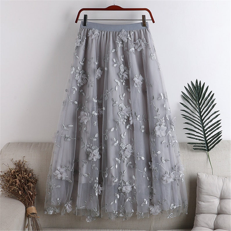 3D Flowers Applique Tulle Full Skirtdouble Layers Tulle - Etsy
