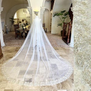 Gold Lace Trim Veil Bridal Veil Gold Trimming  Wedding Veil, Veil Cathedral,Custom Veil with Comb,Enchanting Veils Vintage Veil Custom