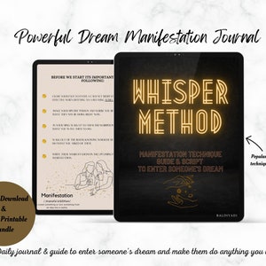 Dream Manifestation Journal and Guide, Flüstermethode, Manifestieren Sie Ihr Traumleben, digitaler und druckbarer Download, Gesetz der Anziehung