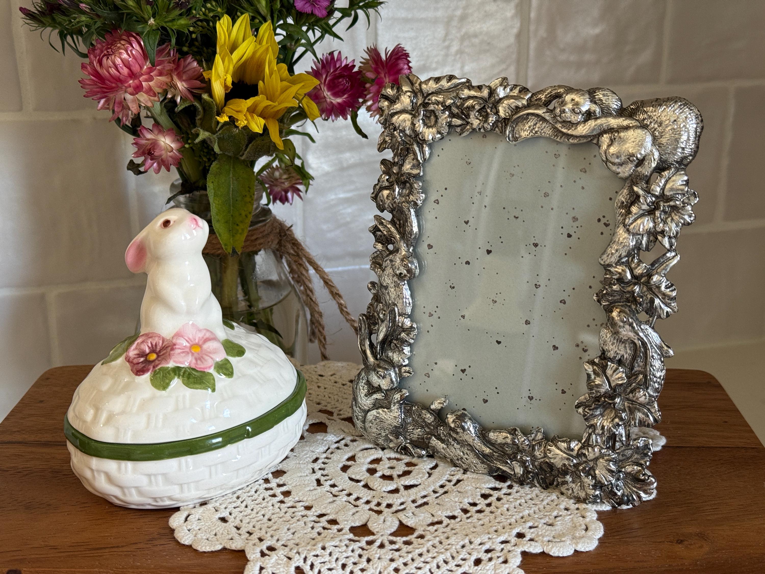 Vintage Bunny Decor Bundle, Arthur Court Rabbit Photo Frame and Bunny ...