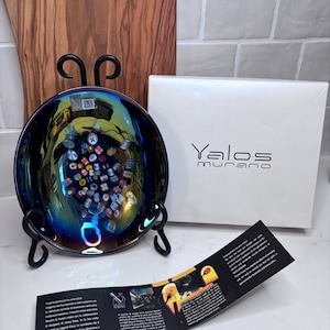 Authentic Yalos Murano Hand-Blown Art Glass Bowl – Murrine Design, Made in Italy