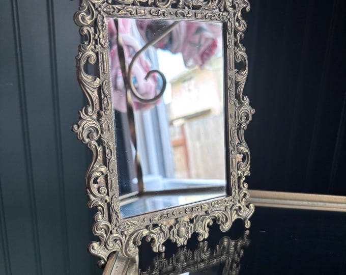 Vintage Depose Made In Italy Frame Mirror Ornate Metal Framed Mirror