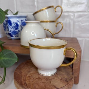 Lenox Presidential Tuxedo Collection Teacup – Individual Replacement Cup – Gold Trim Bone China