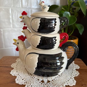 Vintage Stacked Hen Teapot Set Made in Japan