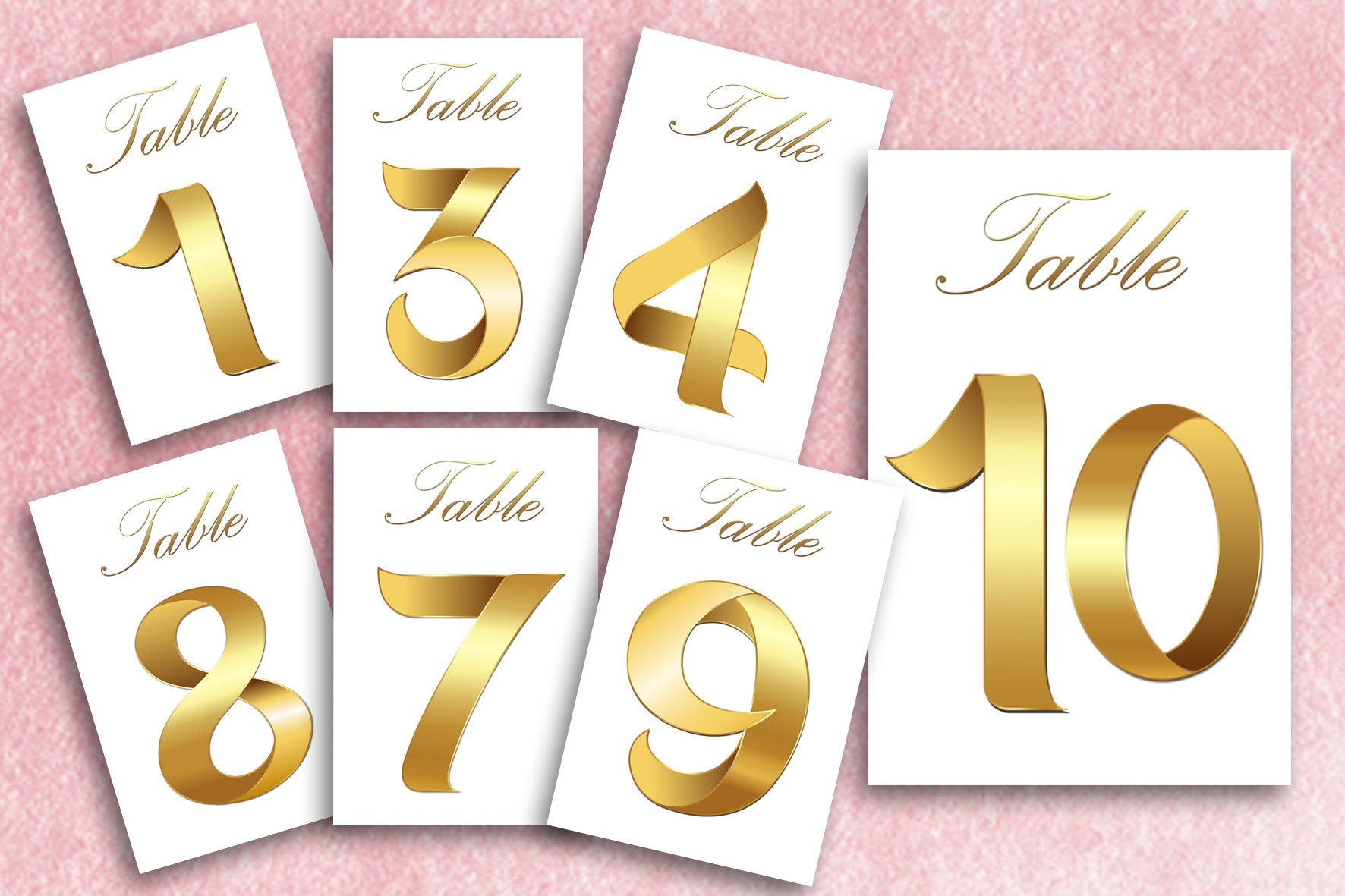 Printable Golden Wedding Table Numbers,digital Download, Modern, From 1 ...