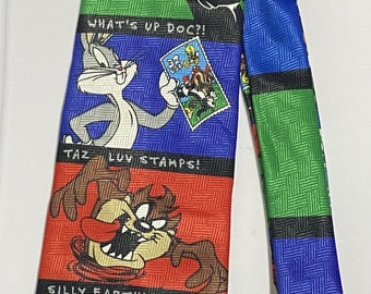 Vintage 1997 Looney Tunes Necktie - Stamp Collection