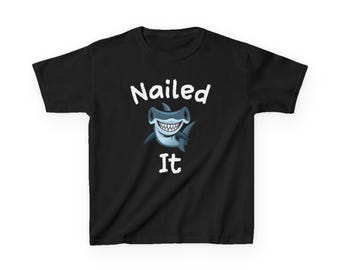 Nailed It Shark Tee | Kids funny shark shirt, cartoon ocean design