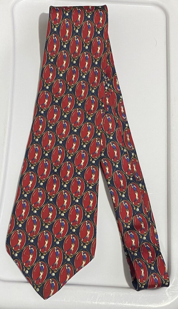 Vintage Red and Blue Golf Necktie - Tommy Hilfiger