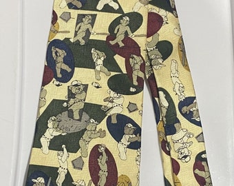 Vintage Bear Baseball Necktie Pre Owned. Ted Bear (T5)
