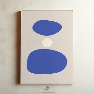 MINIMAL ORGANIC ABSTRACT /// Blue and white minimalist printable wall art, modern abstract art, digital download [mopeb039]