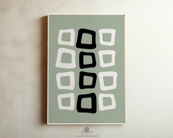 MINIMAL ORGANIC ABSTRACT /// mint green minimalist printable wall art, modern abstract art, digital download [mocol052]