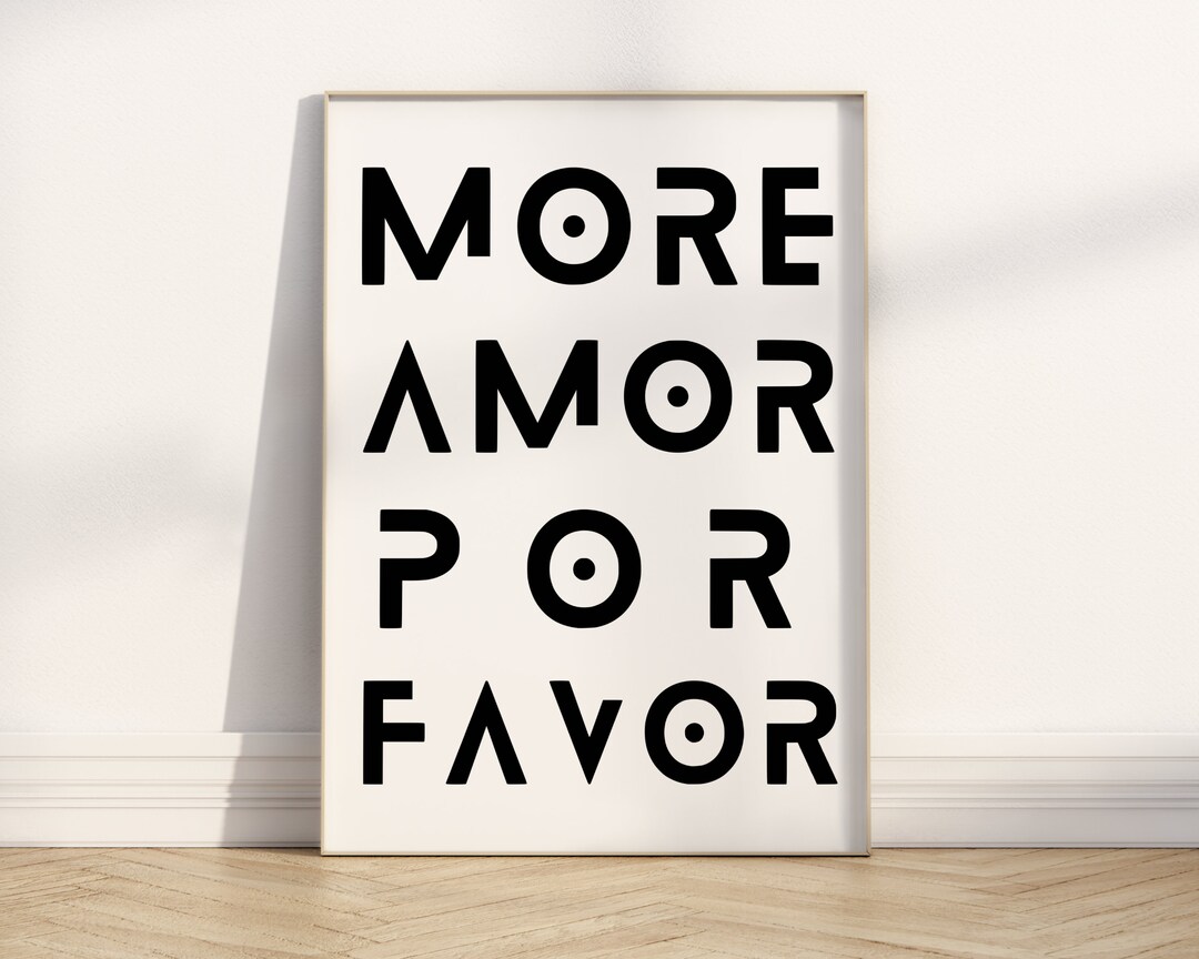 More Amor Por Favor /// Minimal Black and White Typography Etsy