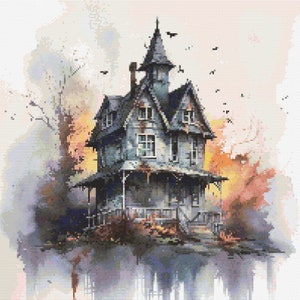 Halloween Haunted House 3 Cross-Stitch Pattern Digital Download