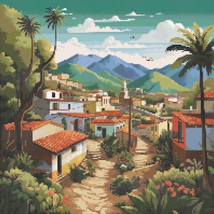 Todos Santos, Mexico Scene 8 Cross-Stitch Pattern Digital Download