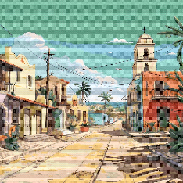 Todos Santos, Mexico Scene 5 Cross-Stitch Pattern Digital Download