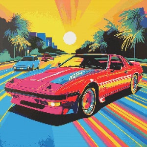 1980s Sports Car 2 Cross-Stitch Pattern Digital Download