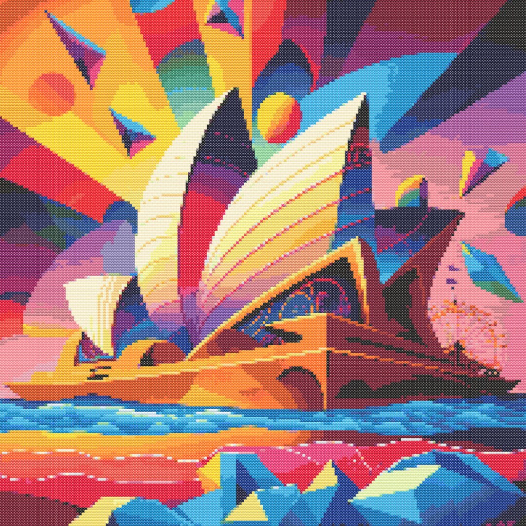 Colorful Sydney Opera House australia Crossstitch Pattern Etsy