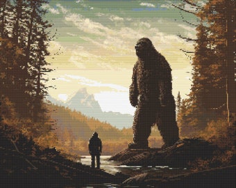 Bigfoot Scene 2 Cross-Stitch Pattern Digital Download