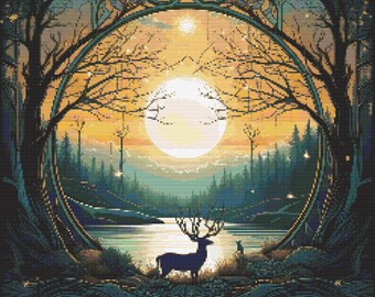 Wiccan Nature Scene 7 Cross-Stitch Pattern Digital Download
