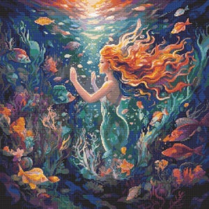 Mermaid Serenade Cross-Stitch Pattern Digital Download