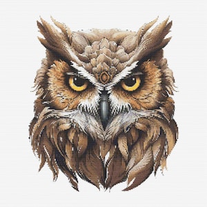 Owl Face 2 Cross-Stitch Pattern Digital Download