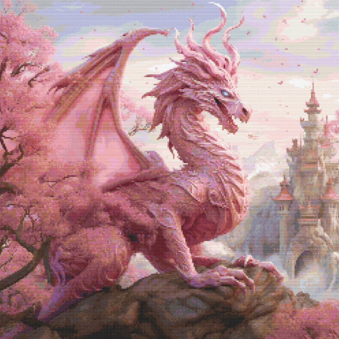 Pink Dragon Fantasy Scene 6 Cross-stitch Pattern Digital Download - Etsy