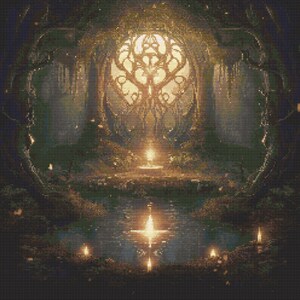 Wiccan Nature Scene 9 Cross-Stitch Pattern Digital Download