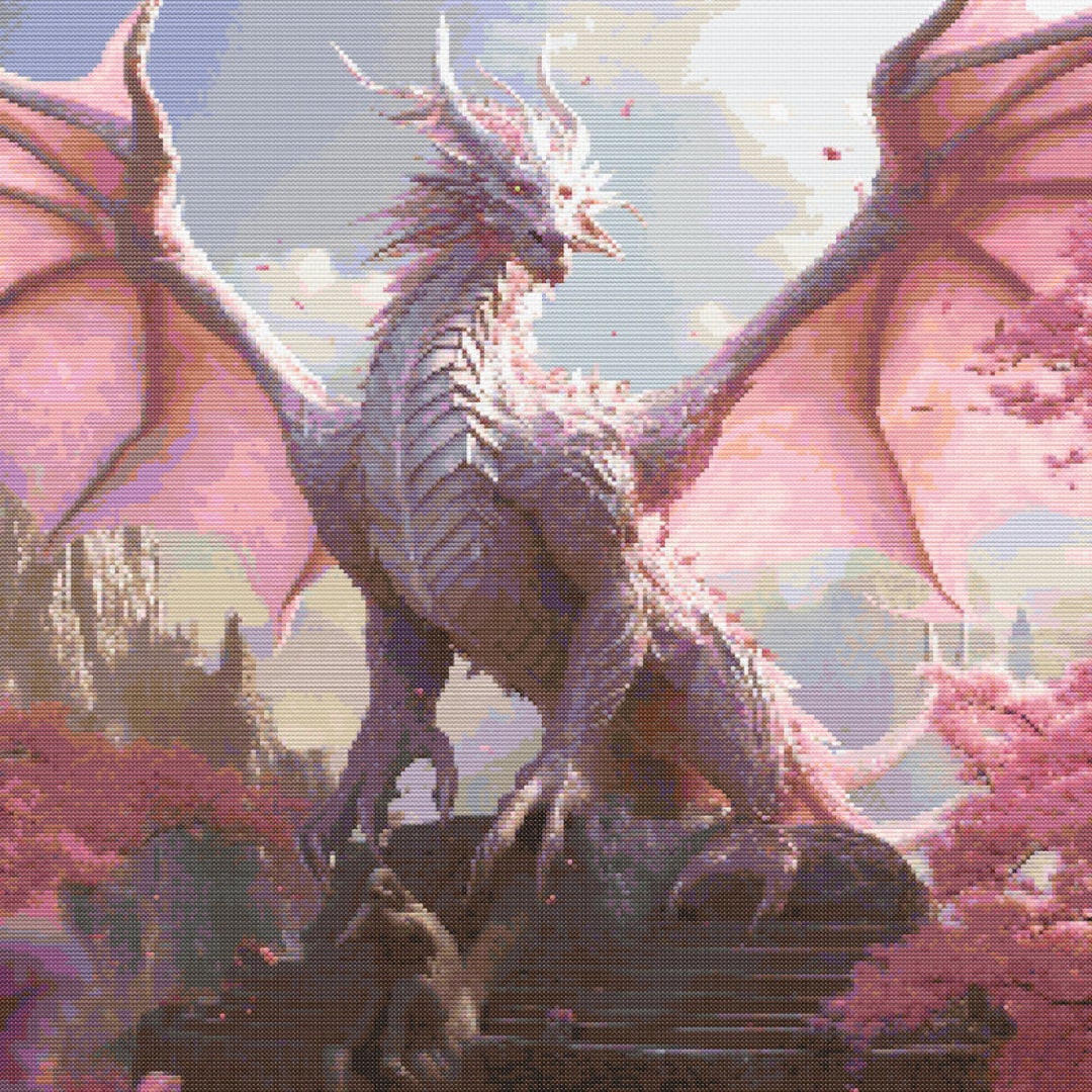 Pink Dragon Fantasy Scene 3 Cross-stitch Pattern Digital Download - Etsy
