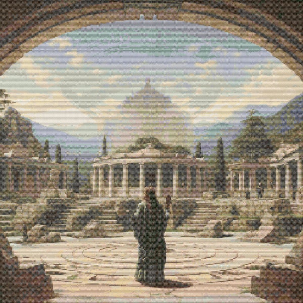 Oracle at Delphi Scene 3 Cross-Stitch Pattern Digital Download