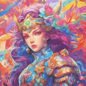Rainbow Warrior Princess Cross-Stitch Pattern Digital Download