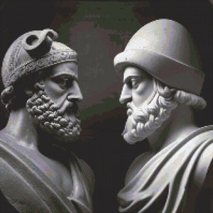 Plato Versus Aristotle Cross-Stitch Pattern Digital Download