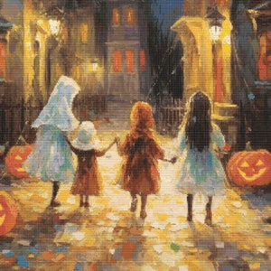 Trick-or-Treating 4 Cross-Stitch Pattern Digital Download
