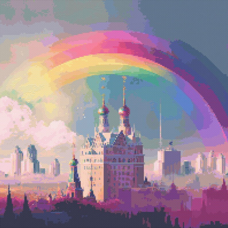 Rainbow Moscow Skyline Cross-stitch Pattern Digital Download - Etsy