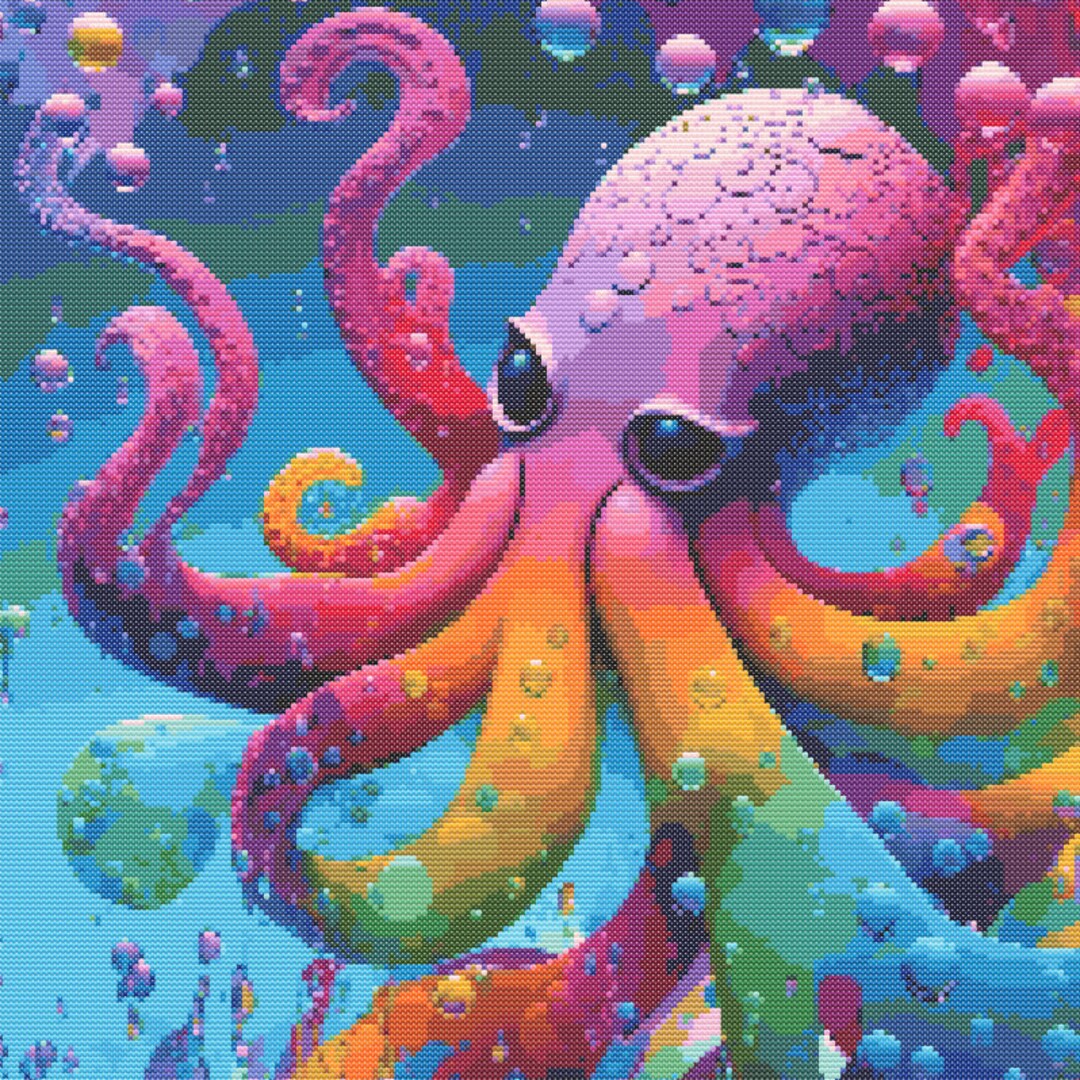 Rainbow Octopus Crossstitch Pattern Digital Download Etsy