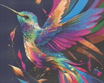 Download digitale dello schema a punto croce Rainbow Hummingbird 2