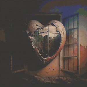 Broken Heart Cross-Stitch Pattern Digital Download