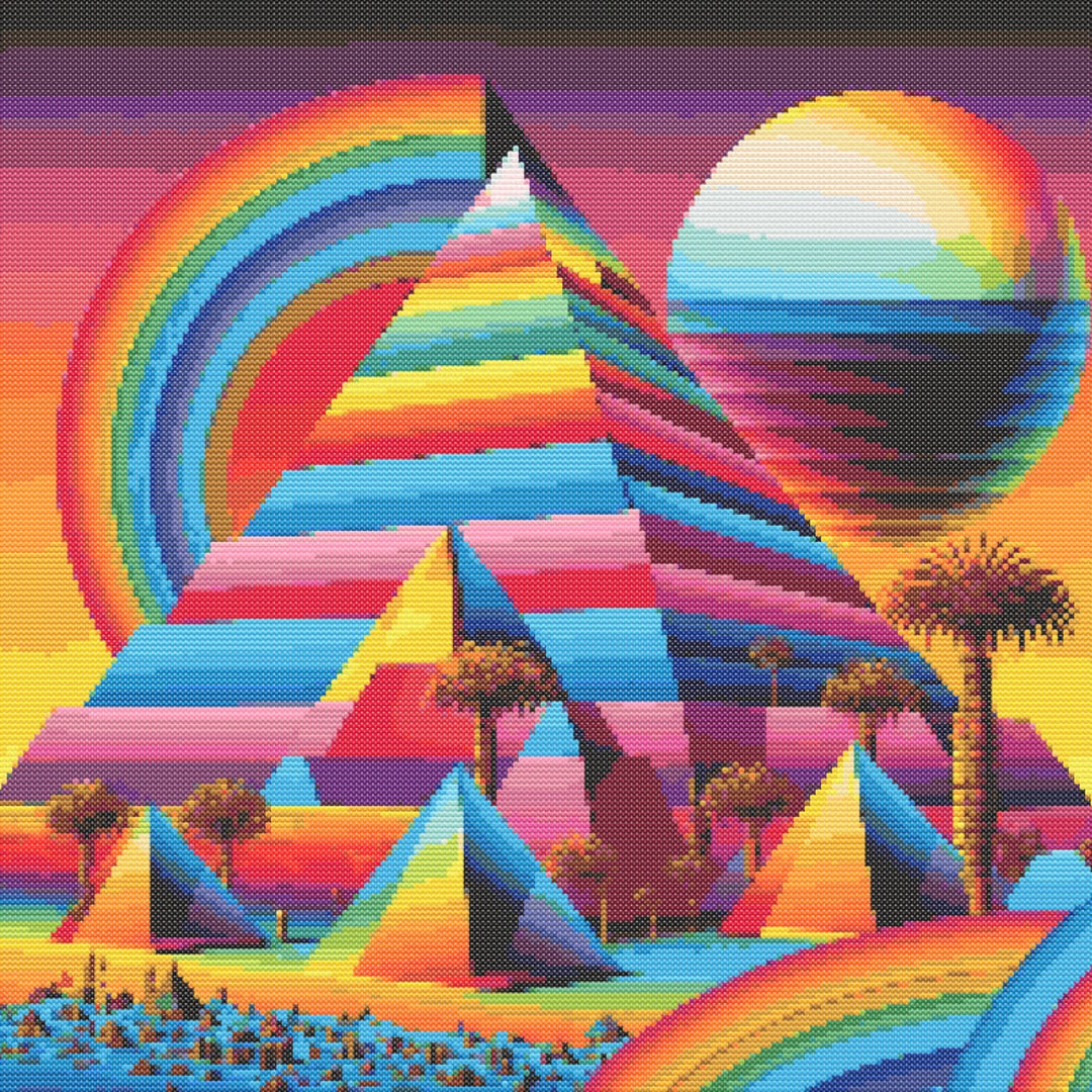 Rainbow Egyptian Pyramids Crossstitch Pattern Digital Download Etsy