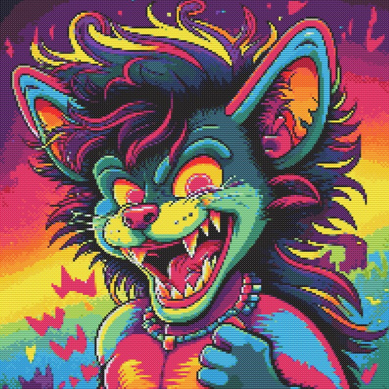 Rainbow Tasmanian Devil 1 Cross-stitch Pattern Digital Download - Etsy