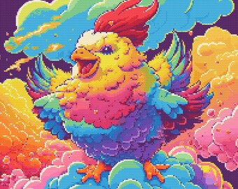 Chicken in the Clouds Cross-Stitch Pattern Digital Download