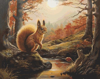 Eichhörnchen Motiv 4 Kreuzstichmuster Digital Download