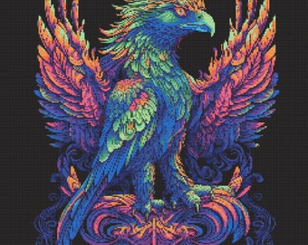 Rainbow Gryphon 2 Cross-Stitch Pattern Digital Download