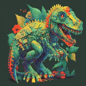 Dinosaur Robot 1 Cross-Stitch Pattern Digital Download