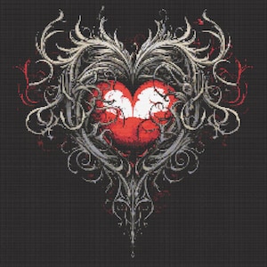 Gothic Heart 2 Cross-Stitch Pattern Digital Download