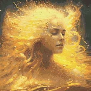 The Girl with the Golden Hair Cross-Stitch Pattern Digital Download