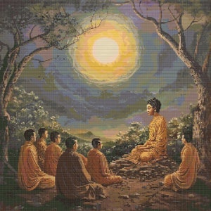 Buddha sucht Erleuchtung 5 Kreuzstichmuster Digital Download